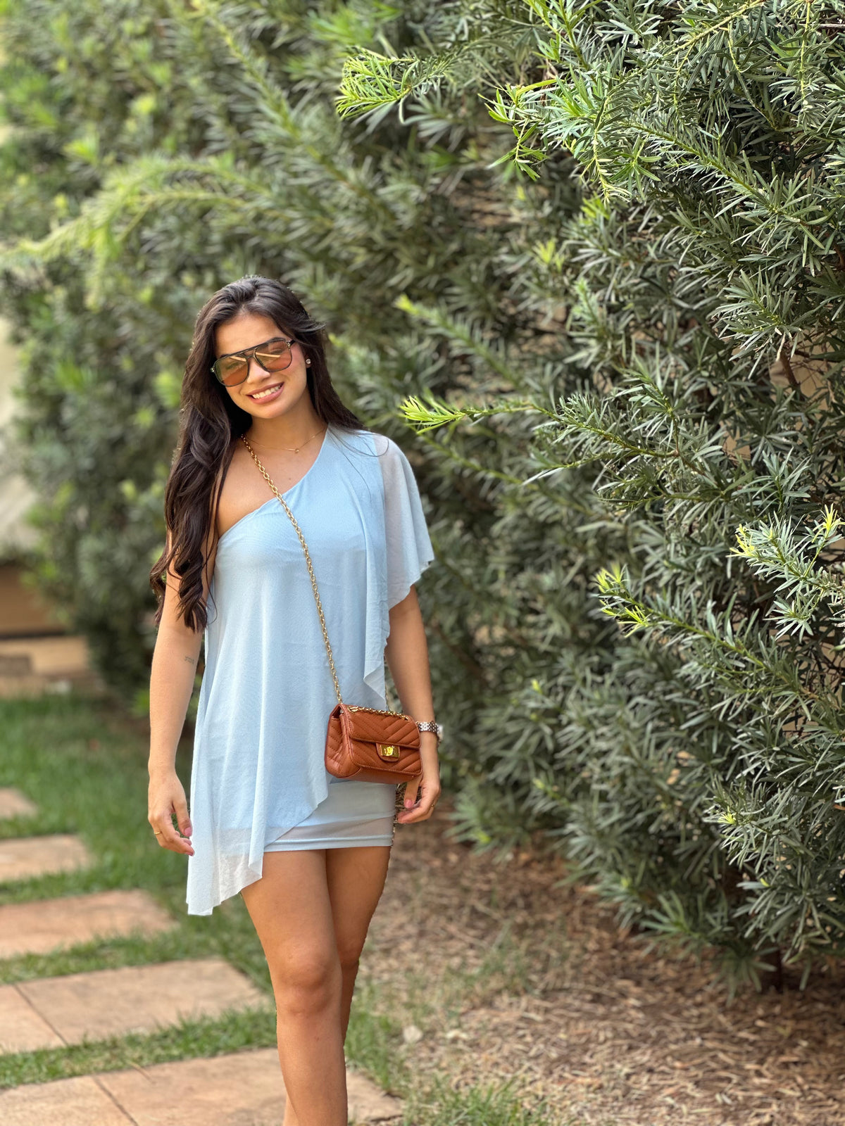 Vestido assimétrico Celeste